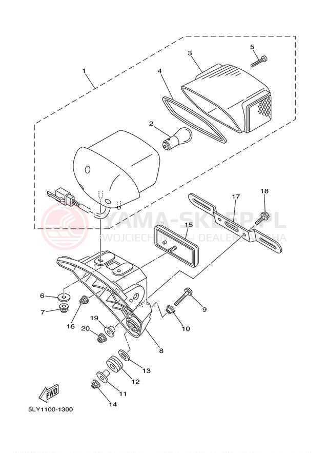 Schemat "lampa tył" do Yamaha VINO YJ50RS