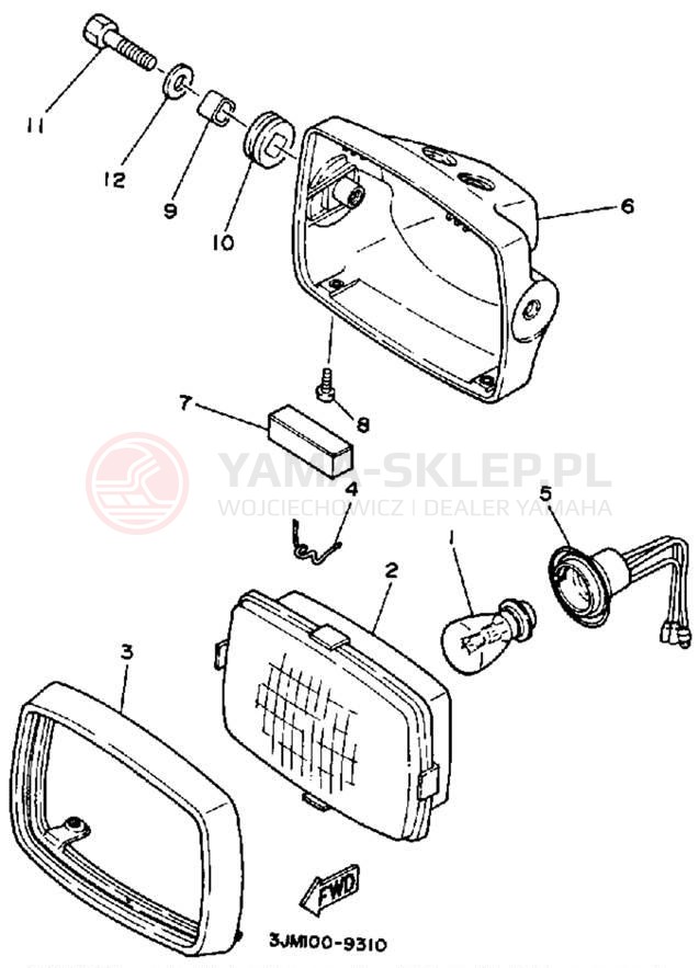 Schemat "Lampa przód" do Yamaha BLASTER YFS200A