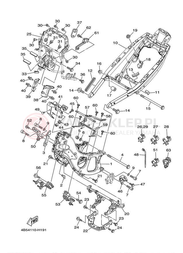 Schemat "rama" do Yamaha T MAX XP500YY