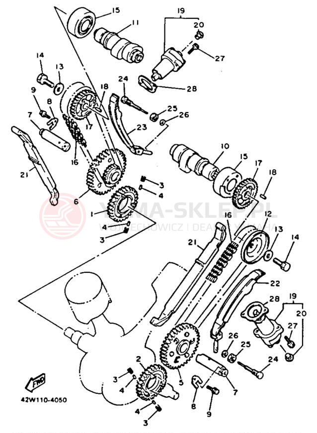 Schemat "Rozrząd - łańcuszek" do Yamaha VIRAGO 1100 XV1100D/XV1100DC