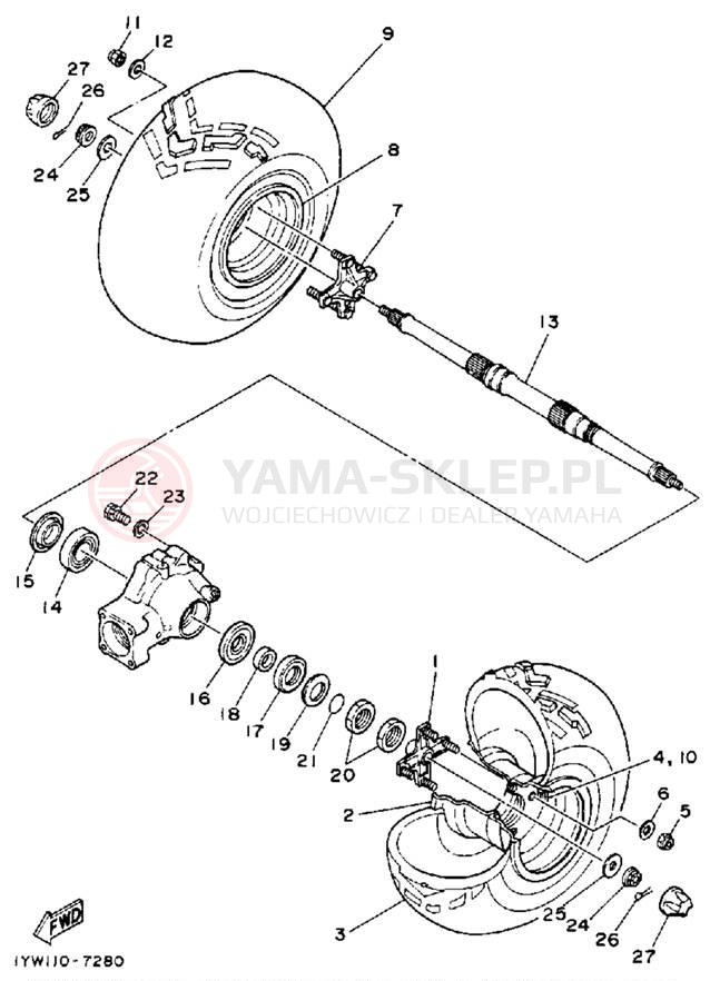 Schemat "Koło tył" do Yamaha YFM350ERT