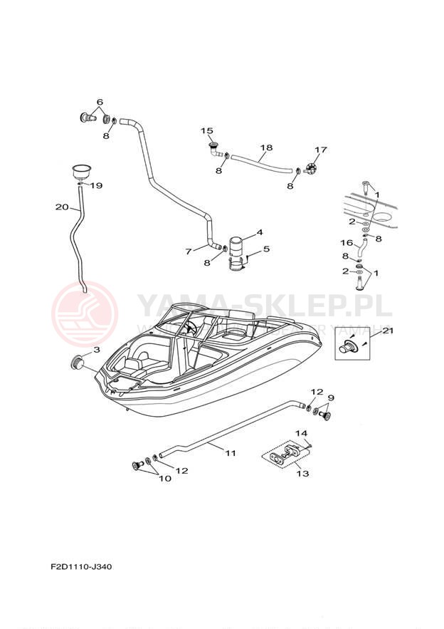 Schemat "DECK DRAIN FITTINGS" do Yamaha 242 LIMITED SXT1800JL