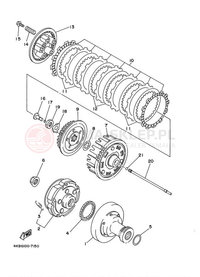 Schemat "sprzęgło" do Yamaha WOLVERINE YFM350FXM/YFM350FXMC
