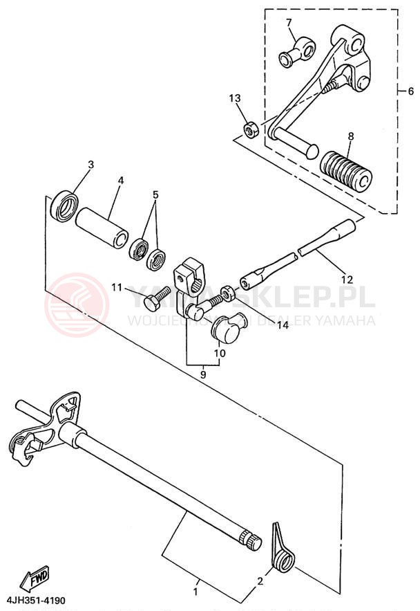 Schemat "Dźwignia zmiany biegów, wałek" do Yamaha YZF600R YZF600RL/YZF600RLC