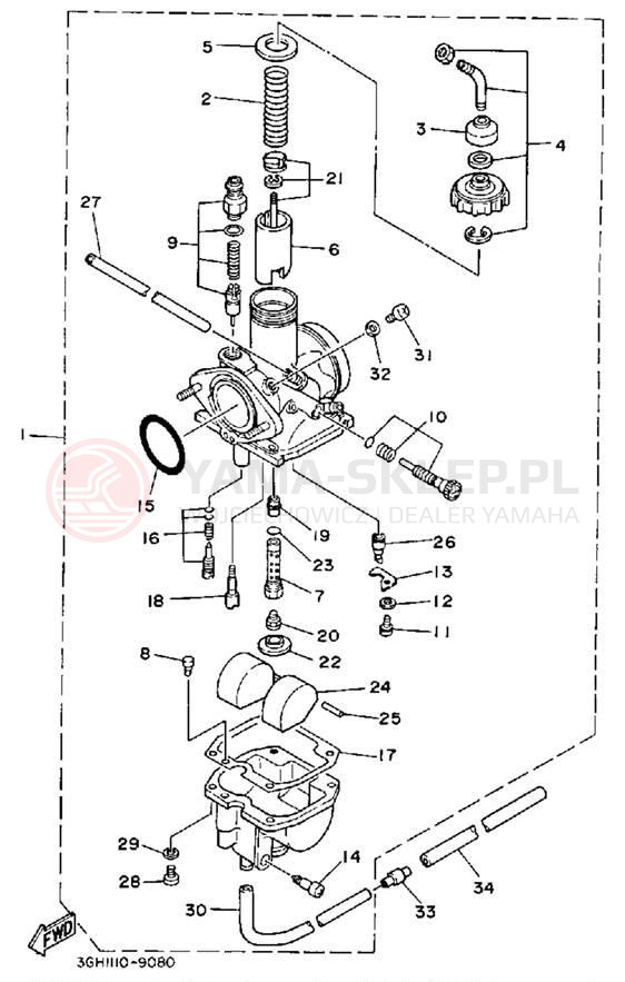 Schemat "Gaźnik" do Yamaha MOTO-4 YFM250A