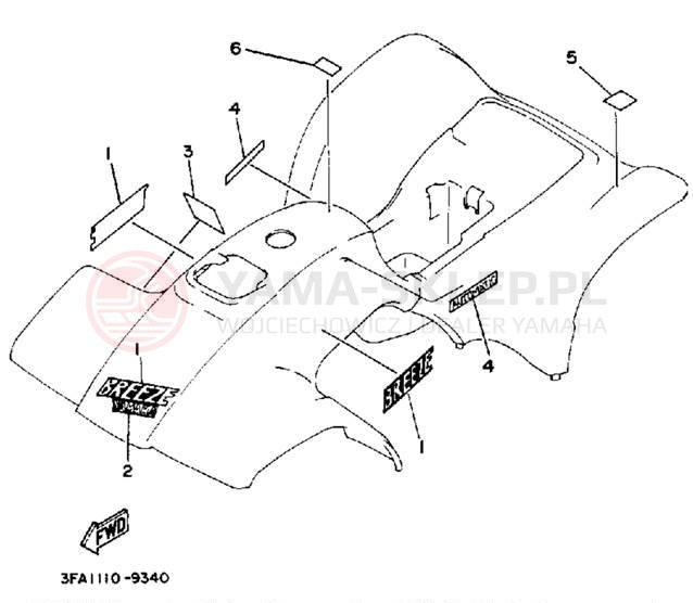 Schemat "naklejki" do Yamaha BREEZE YFA1W