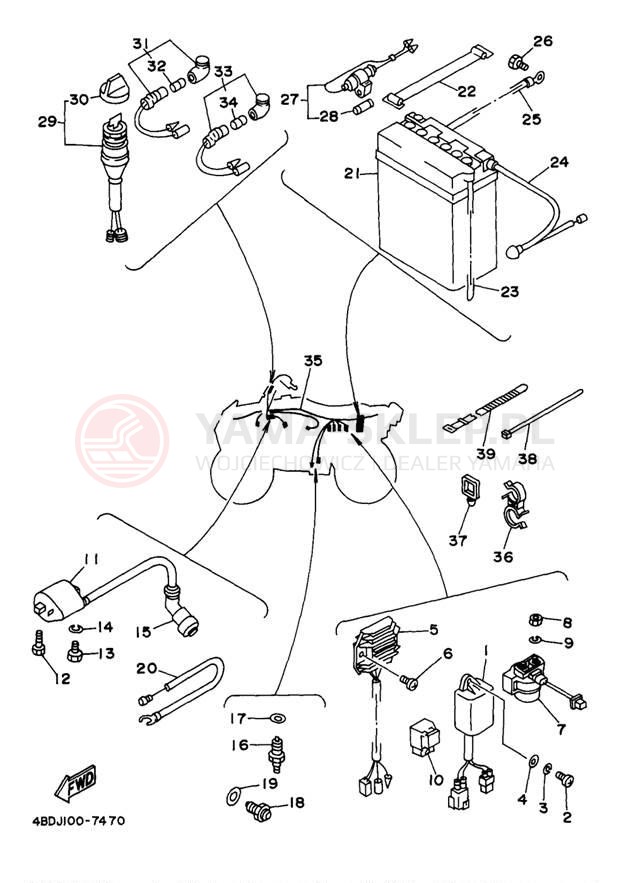 Schemat "układ elektryczny" do Yamaha TIMBERWOLF 2WD YFB250UJ_M