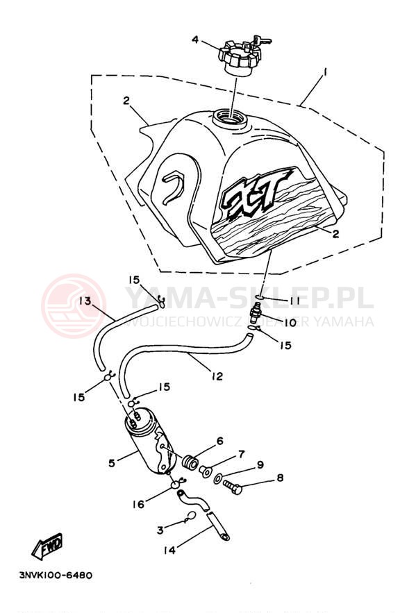 Schemat "zbiornik paliwa" do Yamaha XT350J/XT350JC