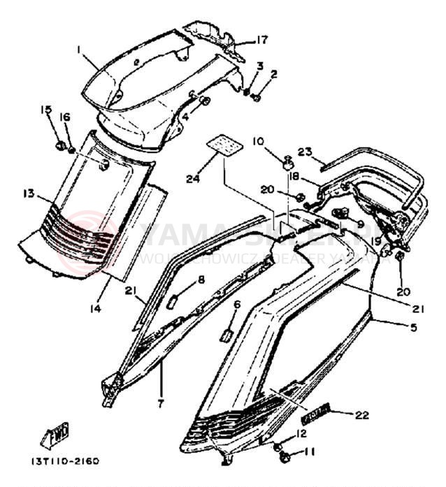 Schemat "Pokrywa boczna" do Yamaha CV80K