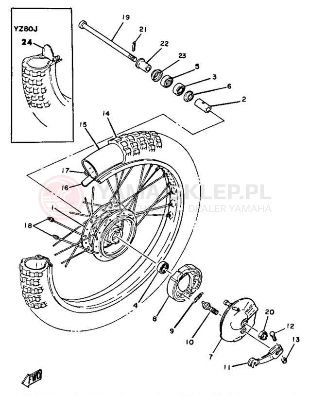 Schemat "Koło przód" do Yamaha YZ80H