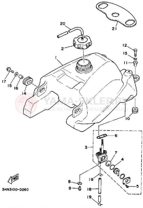 Schemat "zbiornik paliwa" do Yamaha BIG BEAR 4WD YFM350FWA