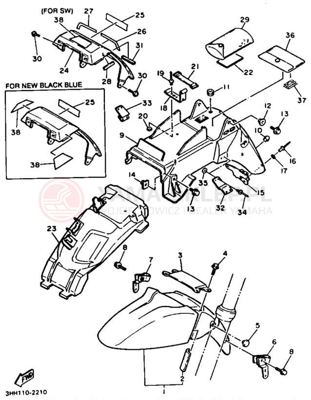 Schemat "błotnik" do Yamaha FZR600RDC