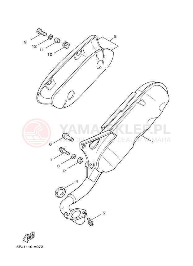 Schemat "Wydech końcowy" do Yamaha ZUMA YW50T