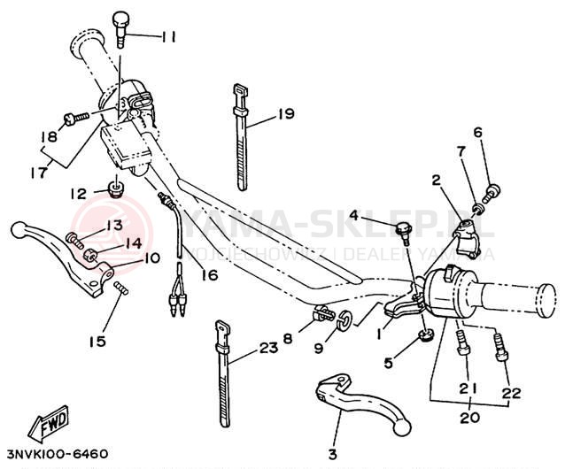 Schemat "Kierownica i osprzęt" do Yamaha XT350L/XT350LC