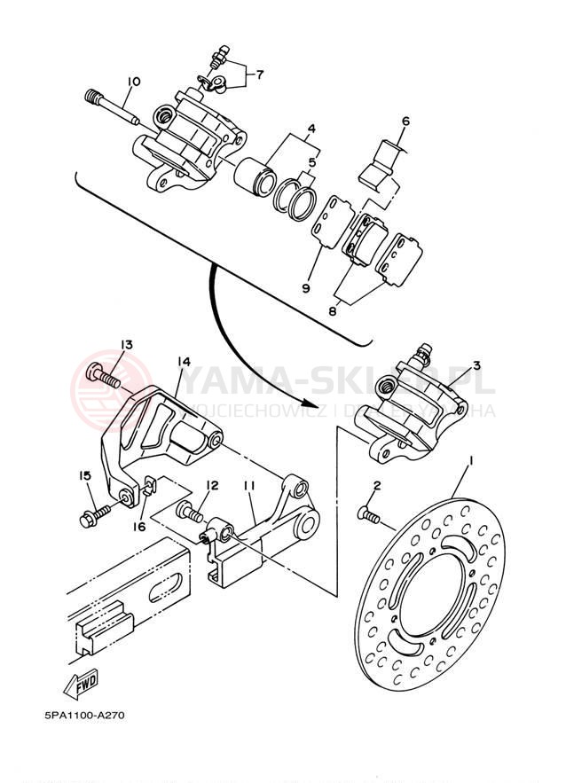 Schemat "Zacisk hamulcowy tylny" do Yamaha YZ85 YZ85R