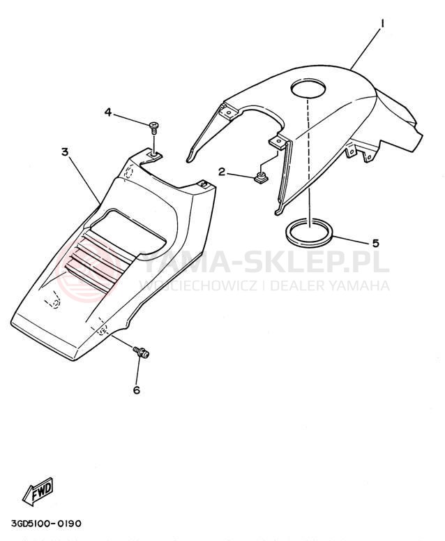 Schemat "Pokrywa boczna" do Yamaha WARRIOR YFM350XH