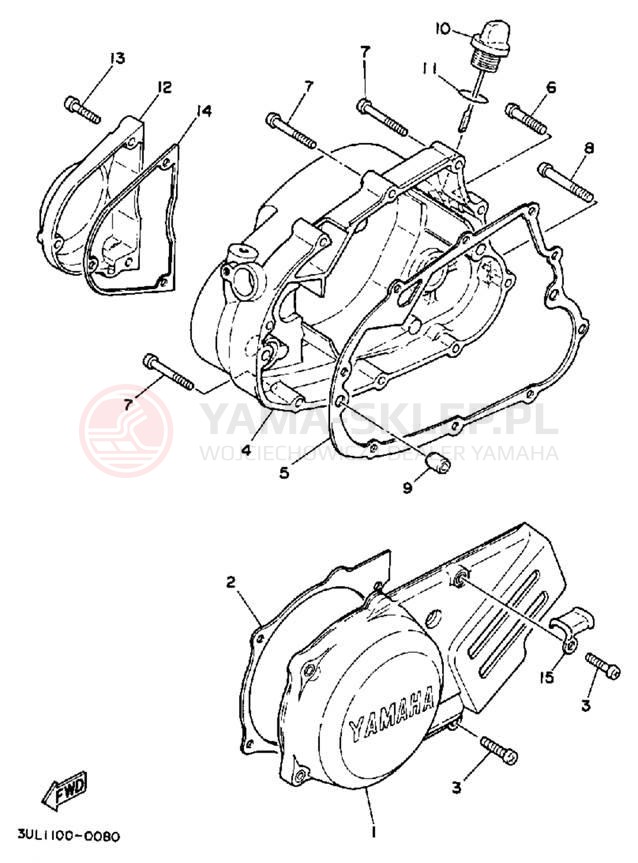 Schemat "Pokrywa silnika" do Yamaha RT100A