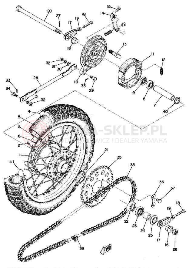 Schemat "Koło tył" do Yamaha MX125B
