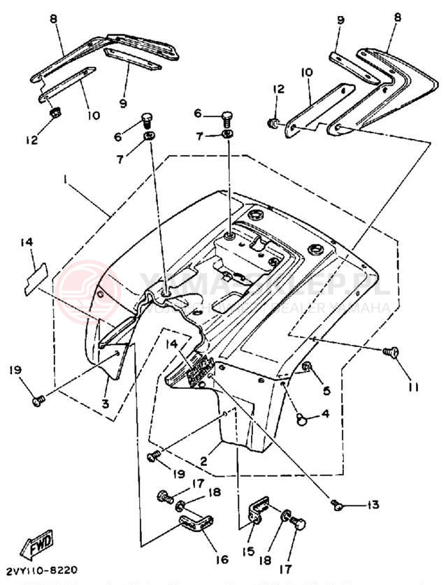 Schemat "Tylny błotnik" do Yamaha MOTO-4 YFM200DXU
