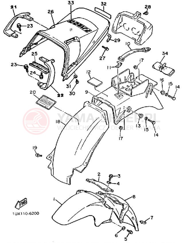 Schemat "błotnik" do Yamaha FJ1200T/FJ1200TC