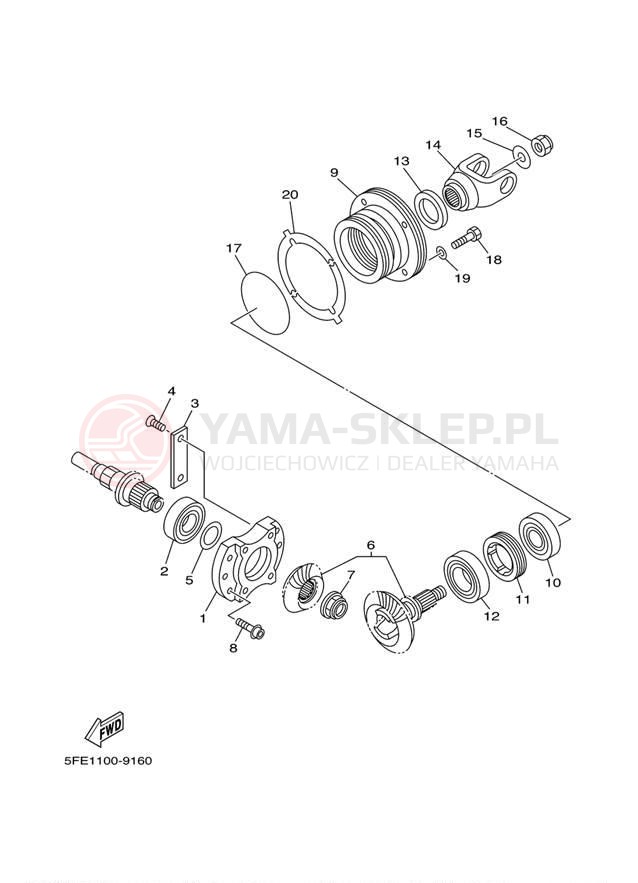 Schemat "Przeniesienie napędu" do Yamaha BIG BEAR 2WD YFM400MC/YFM400M