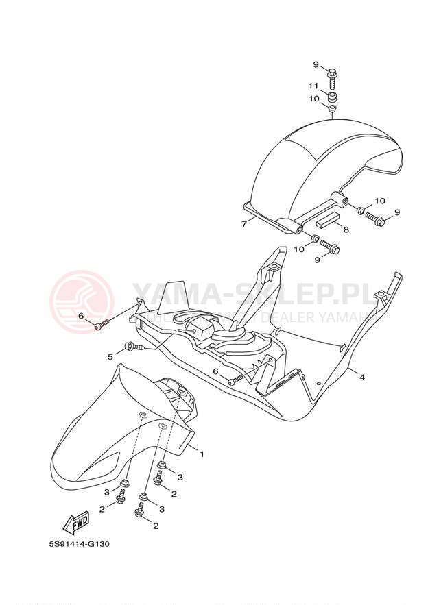 Schemat "Przedni błotnik" do Yamaha ZUMA 125 YW125EO/YW125EGY