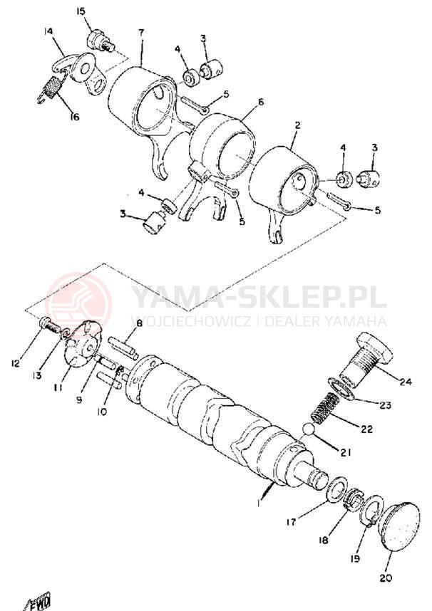 Schemat "Dźwignia zmiany biegów, wałek" do Yamaha CS5