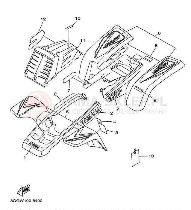 Schemat "naklejki" do Yamaha BANSHEE YFZ350K