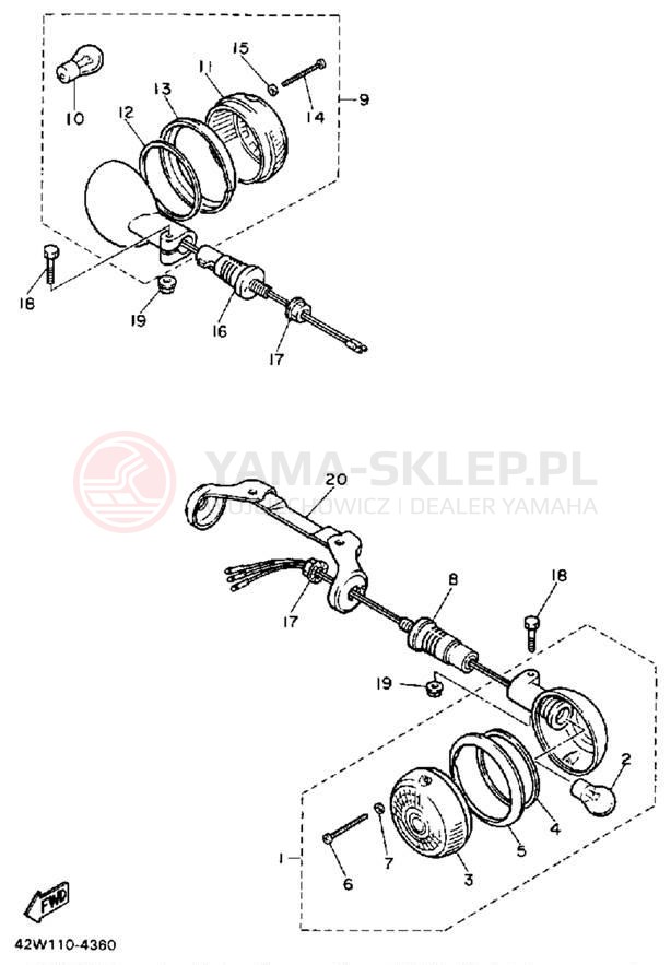Schemat "kierunkowskazy" do Yamaha VIRAGO 750 XV750AC/XV750A