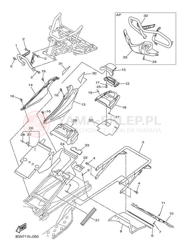 Schemat "zderzak" do Yamaha PHAZER RTX PZ50RTEW