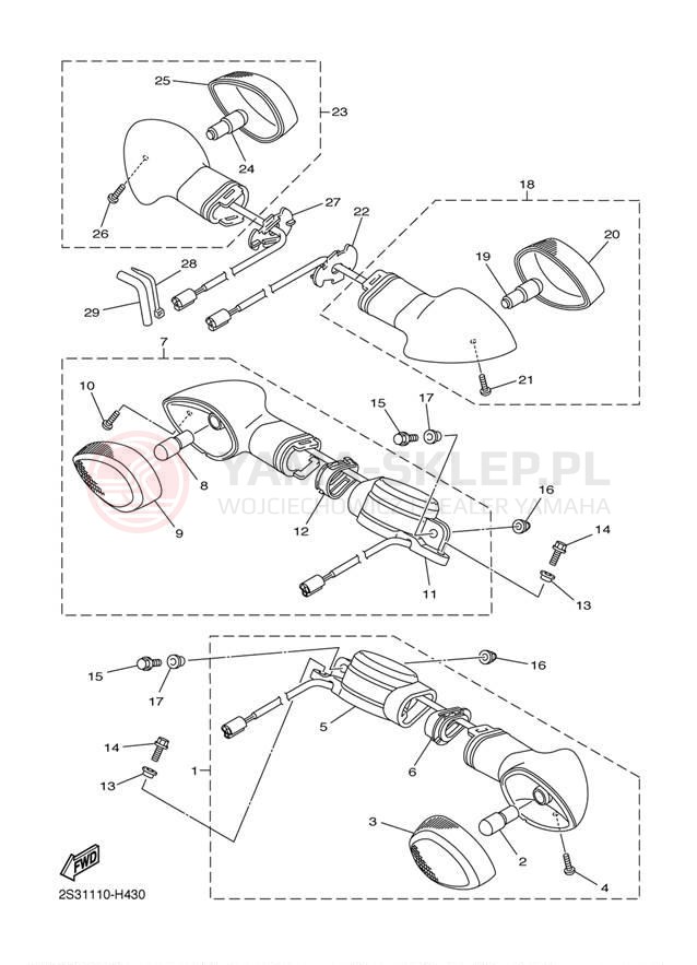 Schemat "kierunkowskazy" do Yamaha V MAX VMX17YB/VMX17YCB