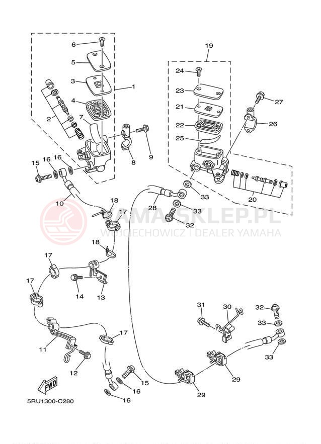 Schemat "Pompa hamulcowa przednia" do Yamaha MAJESTY YP400T