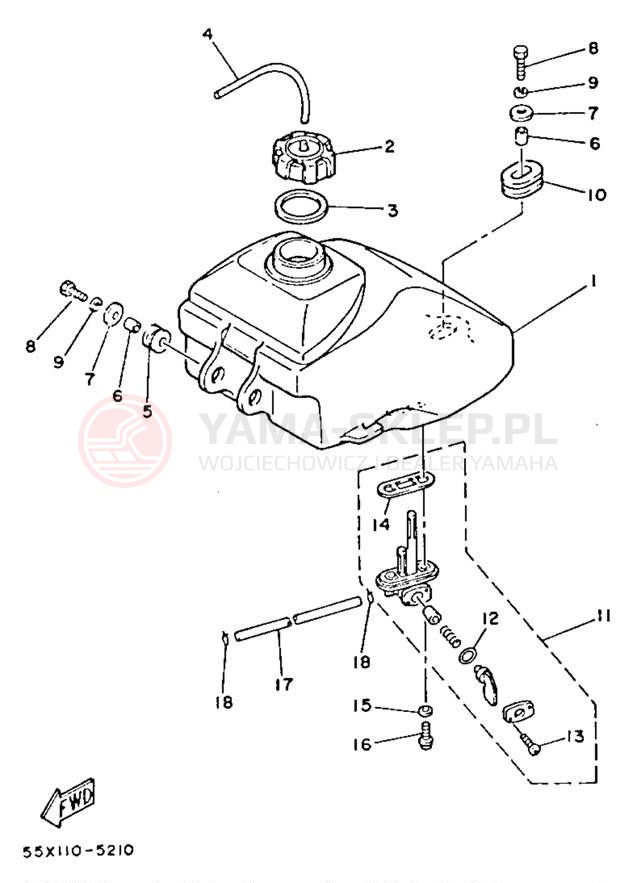 Schemat "zbiornik paliwa" do Yamaha YFM80N