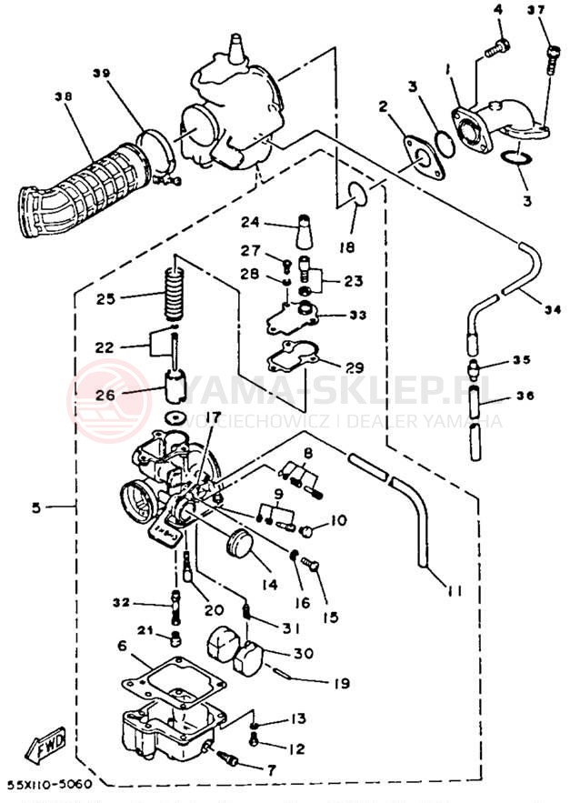 Schemat "Filtr powietrza" do Yamaha BADGER YFM80N