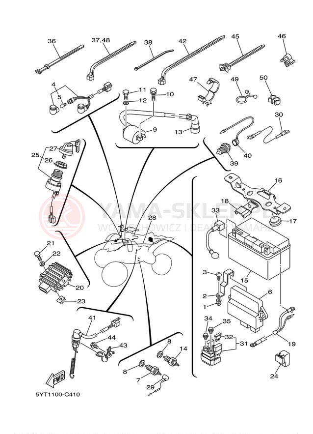 Schemat "układ elektryczny" do Yamaha RAPTOR 350 YFM35RZW