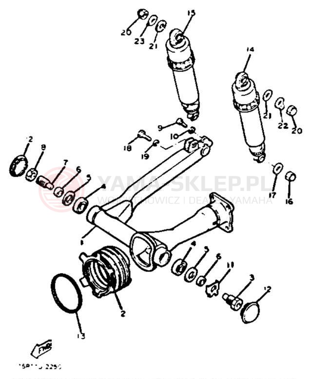 Schemat "wahacz, zawieszenie tył" do Yamaha XJ750J