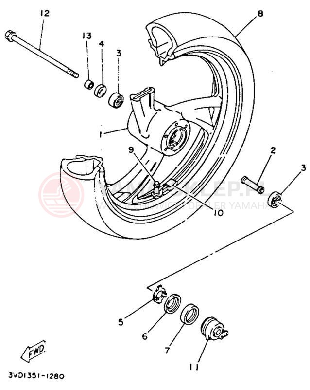 Schemat "Koło przód" do Yamaha TDM850 TDM850DC/TDM850D