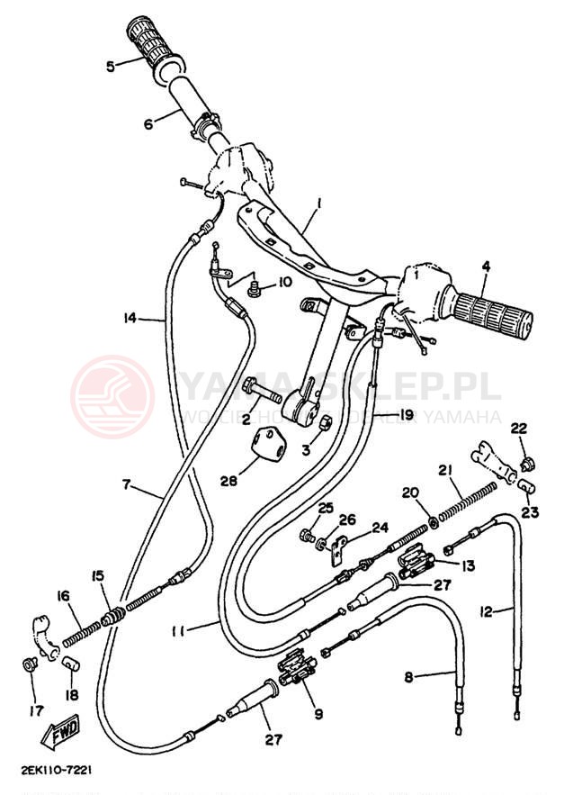 Schemat "Kierownica i osprzęt" do Yamaha RAZZ SH50M