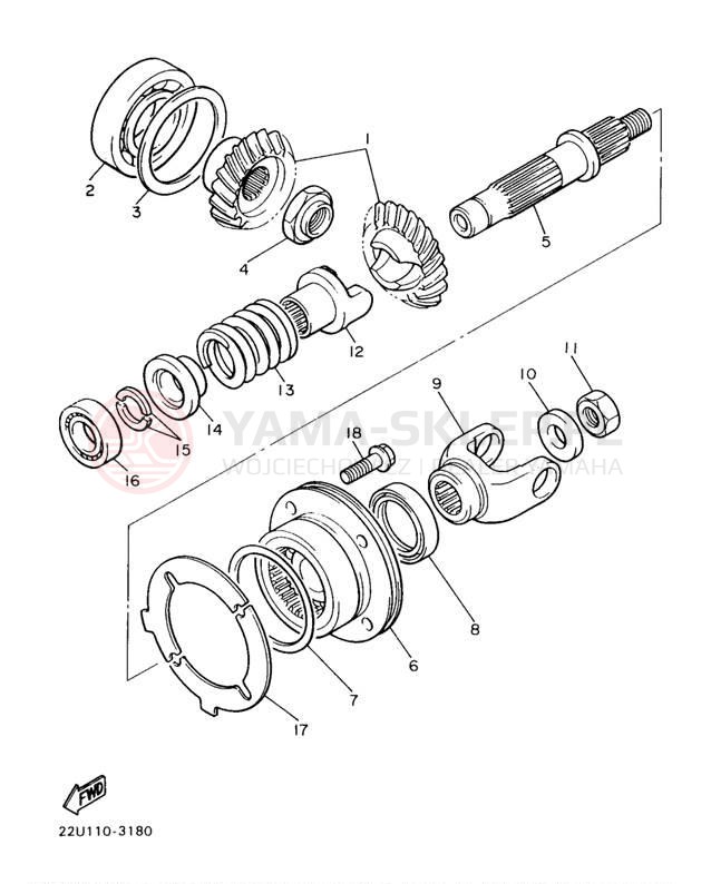 Schemat "Przeniesienie napędu" do Yamaha VIRAGO 535 XV535K/XV535KC