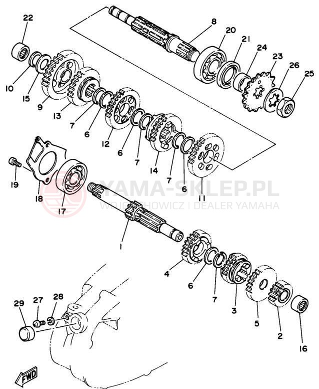 Schemat "Skrzynia biegów " do Yamaha RT100H