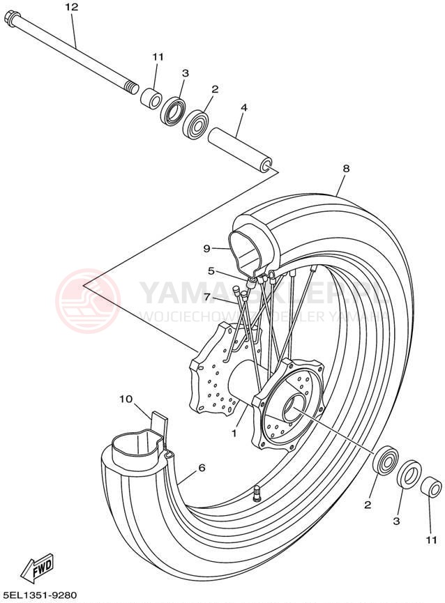 Schemat "Koło przód" do Yamaha V-STAR 1100 XVS1100L/XVS1100LC