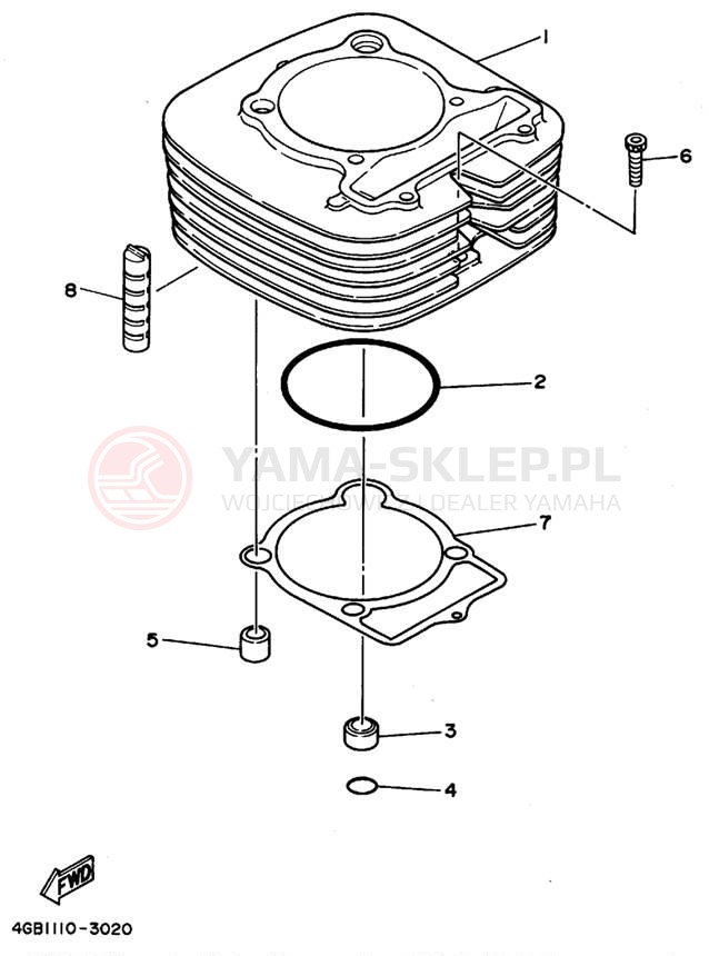 Schemat "cylinder" do Yamaha KODIAK 4WD YFM400FWF_