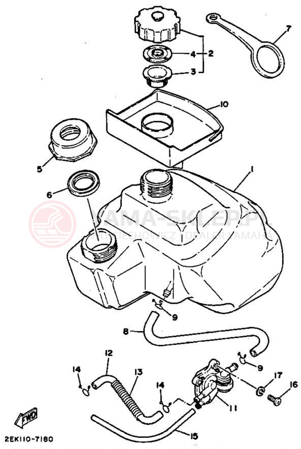 Schemat "zbiornik paliwa" do Yamaha RAZZ SH50MD