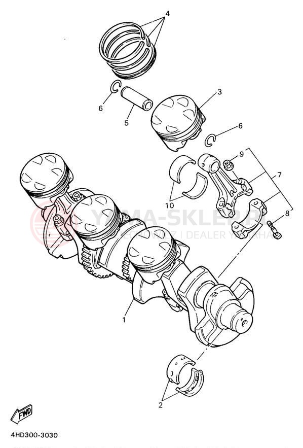 Schemat "Wał korbowy, tłok" do Yamaha YZF750RKC/YZF750RK