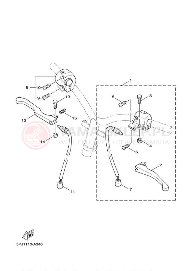 Schemat "Kierownica i osprzęt" do Yamaha ZUMA YW50S