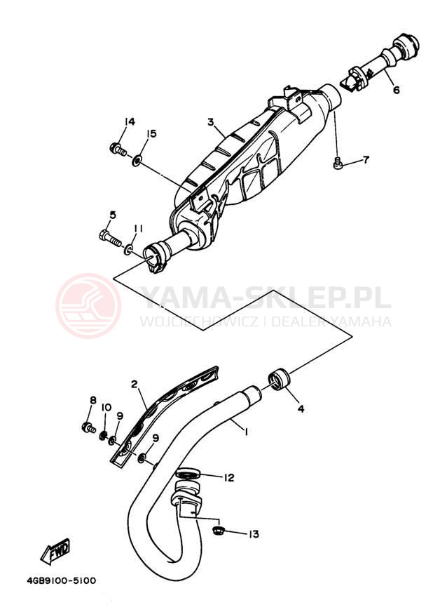 Schemat "Wydech końcowy" do Yamaha YFM350FWJ