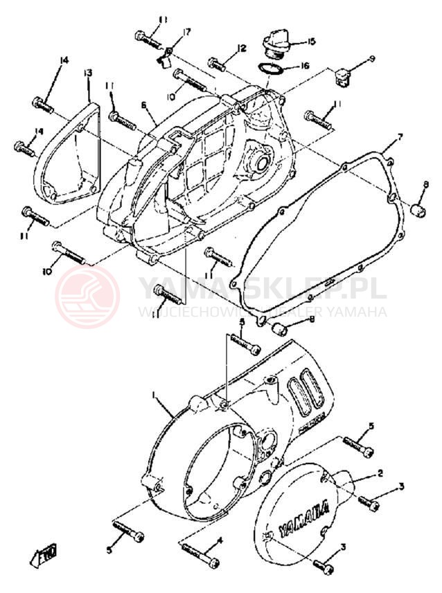 Schemat "Pokrywa silnika" do Yamaha YZ80C