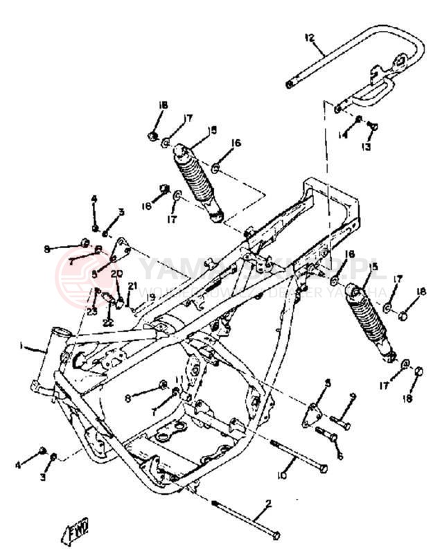 Schemat "Rama - tylne amortyzatory" do Yamaha R5C