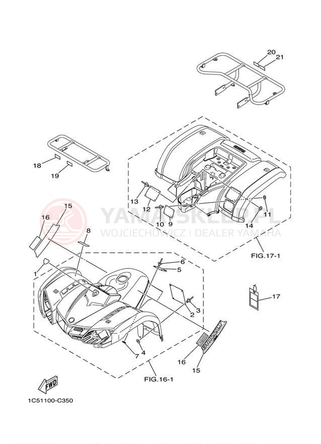 Schemat "naklejki" do Yamaha GRIZZLY 125 YFM125GT