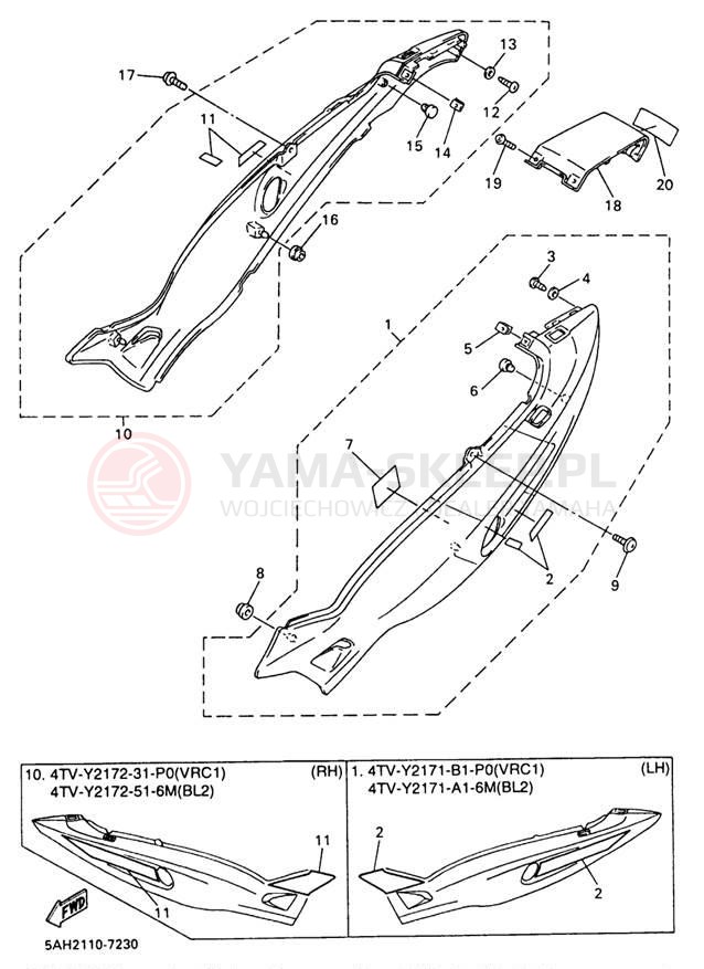 Schemat "Pokrywa boczna" do Yamaha YZF600RJC/YZF600RJ